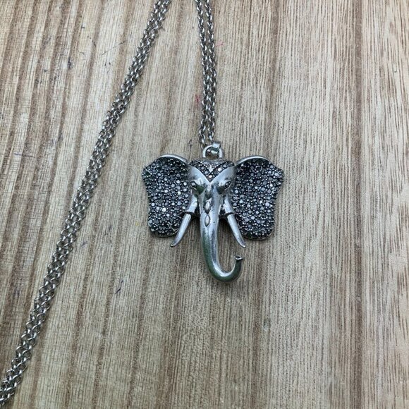 Lucky Brand Silver Tone Elephant Head Pendent Necklace - Picture 1 of 7